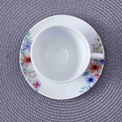 Jogo 6 Xícaras com Pires Chá Café 250ml Tramontina Floratta Porcelana Floral Servir Mesa Posta