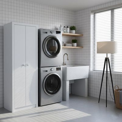 Armário Multiuso 60x171,5cm com 2 Portas e 4 Prateleiras AM3113 Branco