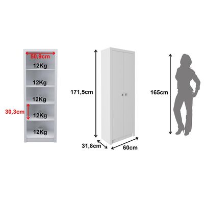 Armário Multiuso 60x171,5cm com 2 Portas e 4 Prateleiras AM3113 Branco