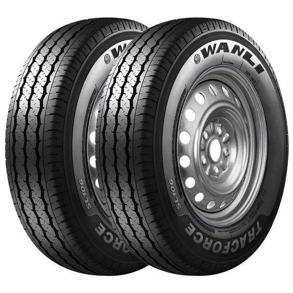 Pneu Wanli SL106 155 R12C Aro 12C 88/86N 8 Lonas Kit2