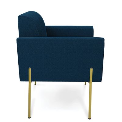 Poltrona Sala Estar Pé Ferro Dourado Kit 2 Marisa Bouclê Azul D03 - D'Rossi