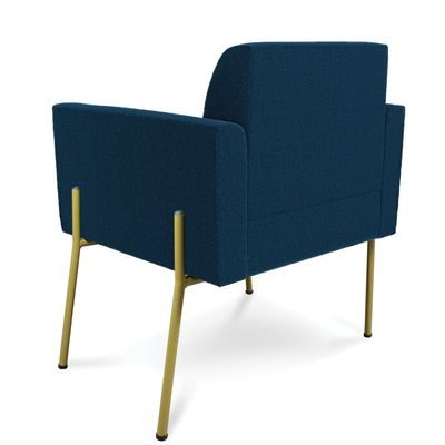 Poltrona Sala de Estar Pé Ferro Dourado Marisa Bouclê Azul D03 - D'Rossi
