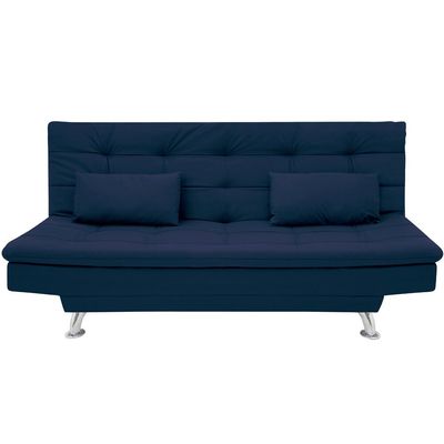 Sofá-Cama 1,90 Metros Linoforte Melissa, Suede Veludo, Espuma D-33 Azul Petroleo