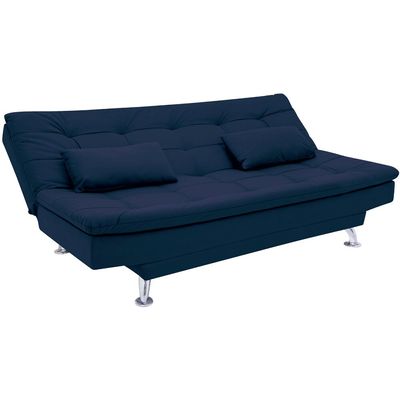 Sofá-Cama 1,90 Metros Linoforte Melissa, Suede Veludo, Espuma D-33 Azul Petroleo