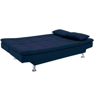 Sofá-Cama 1,90 Metros Linoforte Melissa, Suede Veludo, Espuma D-33 Azul Petroleo