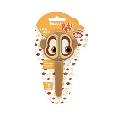 Tesoura Escolar Leonora Pets Candy Color 12cm