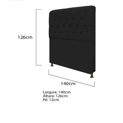 Kit Cabeceira Lady Recamier Félix 140cm Casal Preto