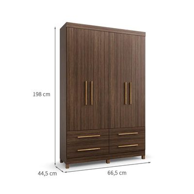 Guarda-Roupa Solteiro Majestic 4 Portas 4 Gavetas Capuccino