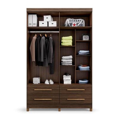 Guarda-Roupa Solteiro Majestic 4 Portas 4 Gavetas Capuccino