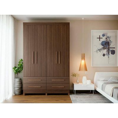 Guarda-Roupa Solteiro Majestic 4 Portas 4 Gavetas Capuccino
