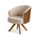 Poltrona Julia Giratoria Com Couro Pes Madeira - Luxo Decor Bege-couro