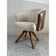 Poltrona Julia Giratoria Com Couro Pes Madeira - Luxo Decor Bege-couro
