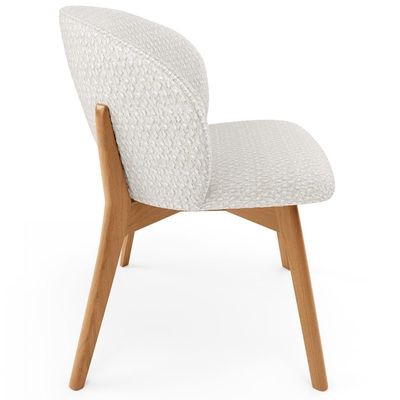 Kit 05 Cadeiras De Jantar E Estar Living Estofada Mia L02 Bouclê Cru - Lyam Decor