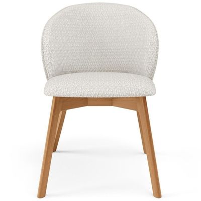 Kit 05 Cadeiras De Jantar E Estar Living Estofada Mia L02 Bouclê Cru - Lyam Decor