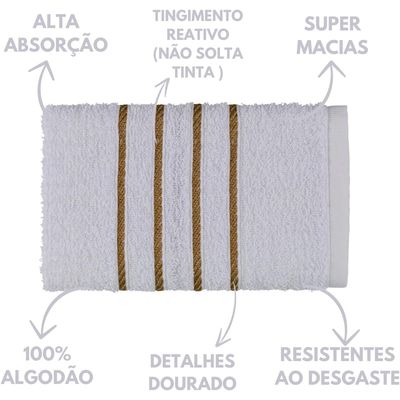Jogo de Toalha 2 Banho + 2 Rosto Montreal 100% Algodão Alta Absorção - Branco