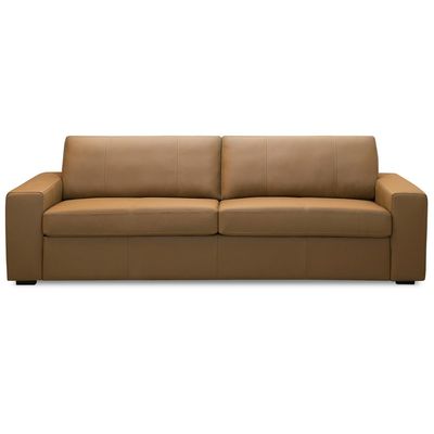 Sofá 3 Lugares Para Sala de Estar Living 235cm Aurora L06 Couro Marrom Claro - Lyam Decor