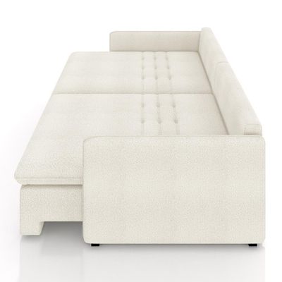 Sofá Cama Retrátil Para Sala de Estar 174cm Una K01 Bouclê Cru - Lyam Decor