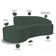 Sofá 3 Lugares Curvo Sala de Estar Living Firenze Direito D02 Linho Verde Musgo 230 cm C-117 - Lyam