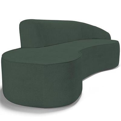 Sofá 3 Lugares Curvo Sala de Estar Living Firenze Direito D02 Linho Verde Musgo 230 cm C-117 - Lyam