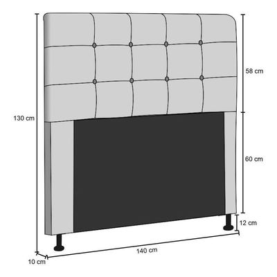 Cabeceira Cama Box Casal 140Cm D10 Safira Suede Cinza - Mpozenato