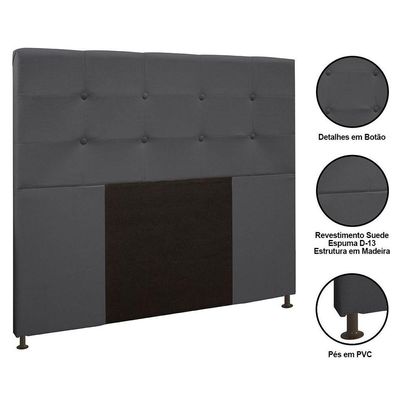 Cabeceira Cama Box Casal 140Cm D10 Safira Suede Cinza - Mpozenato