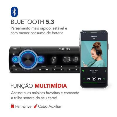 Auto Radio Aiwa Aws-ca-d-01100w Mp3, Usb E Bluetooth