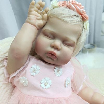 Bebê Reborn Menina Dormindo Cabelo Implantado Fio A Fio Super Realista
