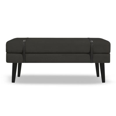 Banco Estofado Viena 1,40m Linho Preto - Inova Decorações