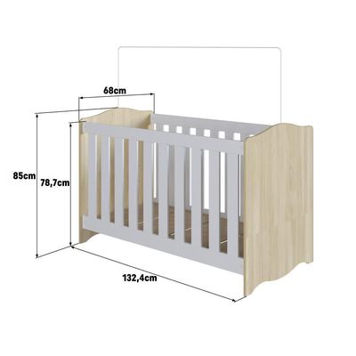 Berço Infantil Cama 3 em 1 Regulagem de Altura Carvalho Araguaia