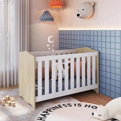 Berço Infantil Cama 3 em 1 com Colchão Regulagem de Altura Carvalho Araguaia