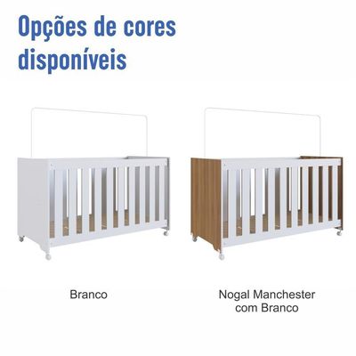 Berço Infantil Simples Com Rodas, Regulagem De Altura E Grade Mdf 133cm Branco