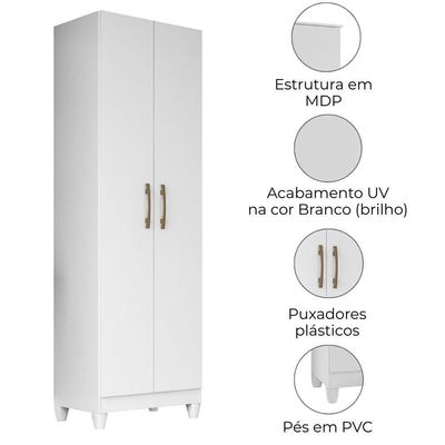Armario Multiuso New Iris 2 Portas 181x55 Cm Branco
