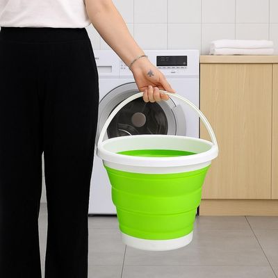 Balde Flexivel Dobravel Cesto Silicone Portátil Flash Mop 10l Grande Roupa Agua Gelo Multiuso Verde