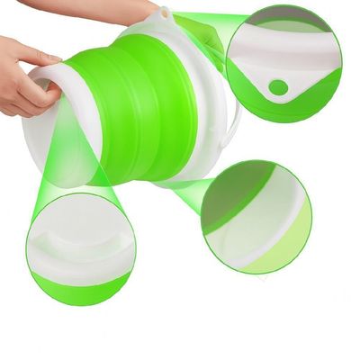 Balde Flexivel Dobravel Cesto Silicone Portátil Flash Mop 10l Grande Roupa Agua Gelo Multiuso Verde