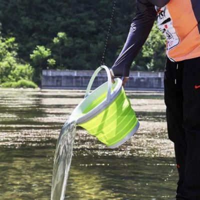 Balde Flexivel Dobravel Cesto Silicone Portátil Flash Mop 10l Grande Roupa Agua Gelo Multiuso Verde