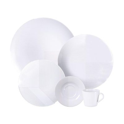 Aparelho De Jantar Tramontina Grid Em Porcelana Decorada 20 Peças