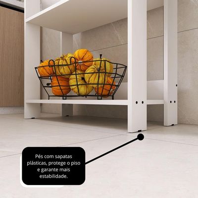 Armario Multiuso Organizador Para Cozinha Com Prateleiras Branco Branco