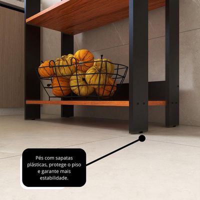 Armario Multiuso Organizador Para Cozinha Com Prateleiras Preto-nature Preto-nature