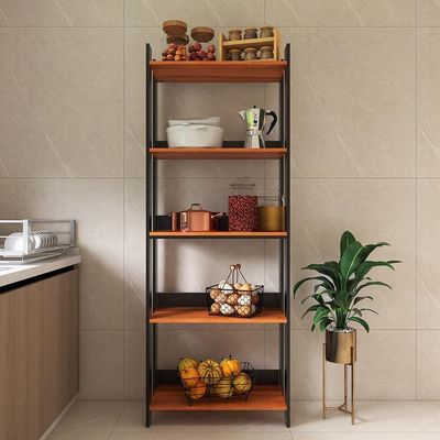 Armario Multiuso Organizador Para Cozinha Com Prateleiras Preto-nature Preto-nature