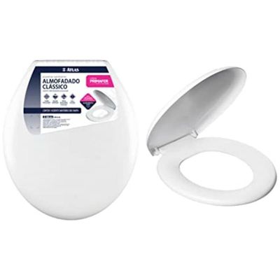 Assento Sanitário Plástico Almofadado Clássico Branco - Pr1063-2 - Pincéis Atlas