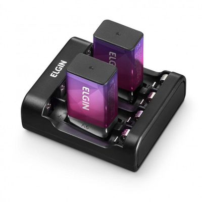 Carregador De Pilhas E Bateria Aa-aaa-9v E Usb Scusb Preto