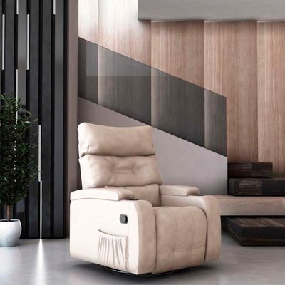 Poltrona Do Papai Reclinável E Giratória Luxo Premium Commander Matrix Sintetico Bege