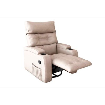 Poltrona Do Papai Reclinável E Giratória Luxo Premium Commander Matrix Sintetico Bege