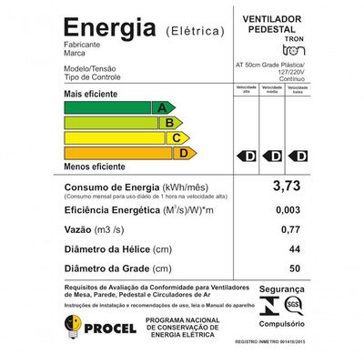 Ventilador Oscilante Pedestal Bivolt 50cm Pp Preto - 51010489 - Tron Ventilador C-pedestal Pp 50cm Biv.preto