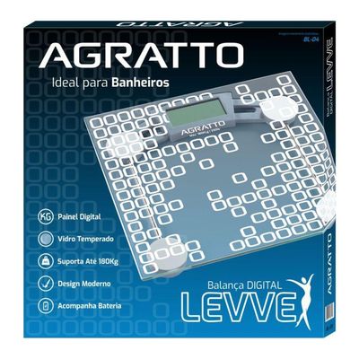 Balança Levve Em Vidro Capacidade 180kg - 841 - Agratto Balanca Levve Bl04 Vidro Capacidade 180kg - 841 - Agratto