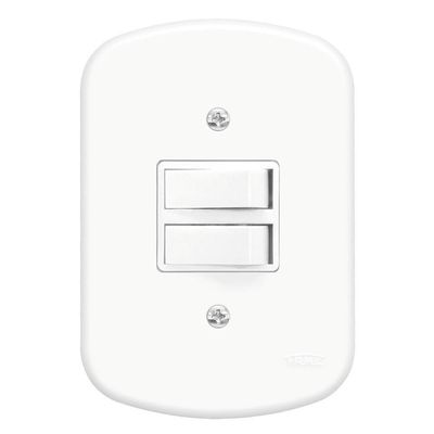 2 Interruptores Simples 10a 250 Volts Blanc - 0627 - Fame Interrup.c-2teclas Simpl.c-plac.4x2 Sb F 627. Fame