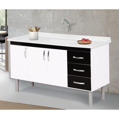 Armário Tóquio 144,2cm Branco Com Preto - 539415 - A.j.rorato Armário Tóquio 144,2cm Preto - 539415 - A.j.rorato