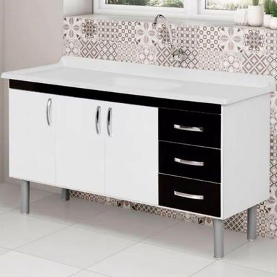 Armário Tóquio 144,2cm Branco Com Preto - 539415 - A.j.rorato Armário Tóquio 144,2cm Preto - 539415 - A.j.rorato