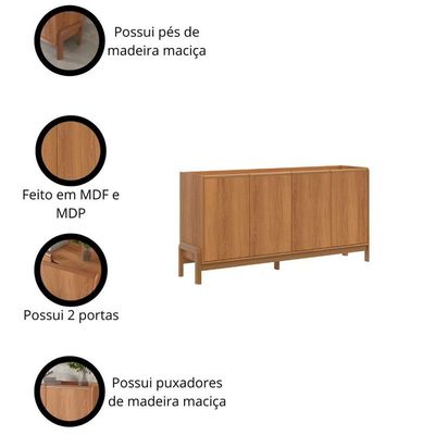 Aparador Buffet Para Sala Elegance 4 Portas Lukaliam Móveis Jequitiba Jequitiba