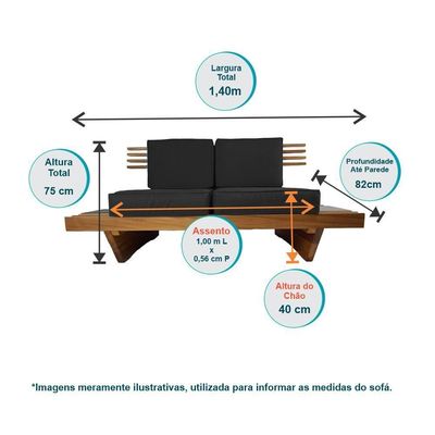 Sofá 2 Lugares Xangai Madeira Nobre Bege Sala Moderna